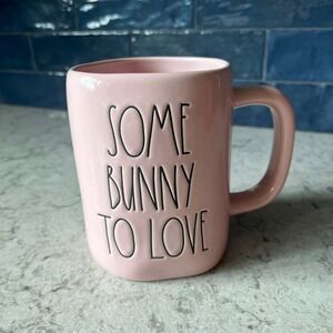 Rae Dunn SOME BUNNY TO‎ LOVE Mug Pink Green